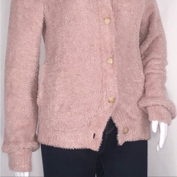 Susina Pink Adobe Soft Teddy Fleece Collared Button Down Cardigan Sweater SzXS - Picture 13 of 16